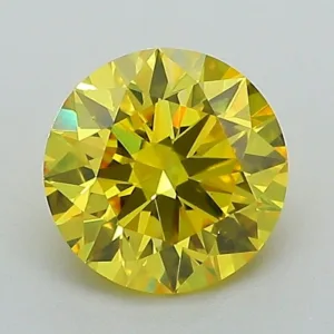 1.23 Carat Round Fancy Vivid Yellow VVS2 Lab Diamond