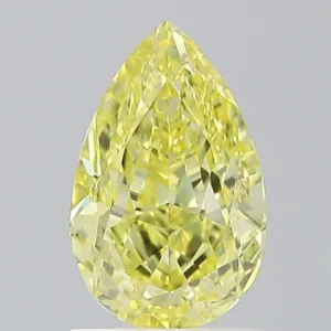 1.5 Carat Pear Fancy Intense Yellow VS1 Natural Diamond