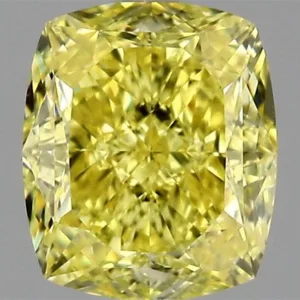 1.71 Carat Cushion Brilliant Fancy Vivid Yellow VS1 Natural Diamond