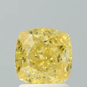2.01 Carat Cushion Brilliant Fancy Intense Yellow SI1 Natural Diamond