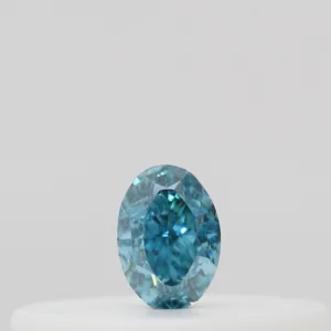 0.06 Carat Oval Fancy Vivid Blue Green Natural Diamond
