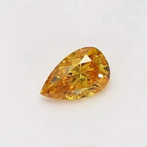0.35 Carat Pear Fancy Vivid Yellow Orange I1 Natural Diamond