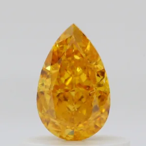 0.55 Carat Pear Fancy Vivid Orange Yellow SI1 Natural Diamond