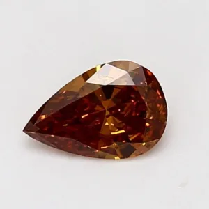 0.6 Carat Pear Fancy Deep Brown Orange SI1 Natural Diamond