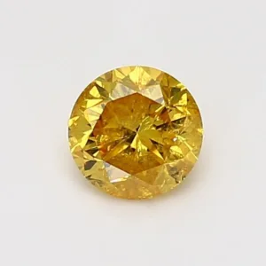 0.7 Carat Round Fancy Vivid Yellow Natural Diamond