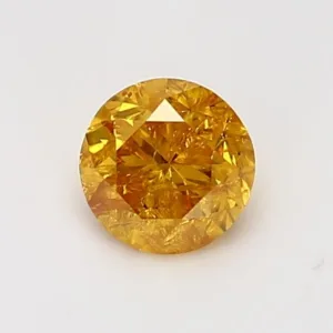 0.88 Carat Round Fancy Vivid Orange Yellow Natural Diamond