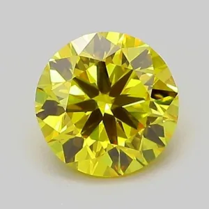 1 Carat Round Fancy Vivid Yellow VVS2 Lab Diamond