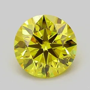 1 Carat Round Fancy Vivid Yellow VVS2 Lab Diamond