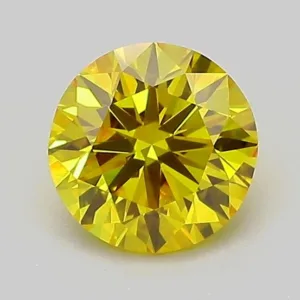 1.01 Carat Round Fancy Vivid Yellow VVS2 Lab Diamond