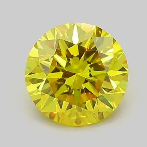 1.04 Carat Round Fancy Vivid Yellow VVS2 Lab Diamond