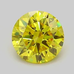 1.04 Carat Round Fancy Vivid Yellow VVS2 Lab Diamond