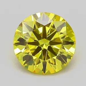 1.04 Carat Round Fancy Vivid Yellow VVS2 Lab Diamond