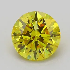 1.04 Carat Round Fancy Vivid Yellow VVS2 Lab Diamond