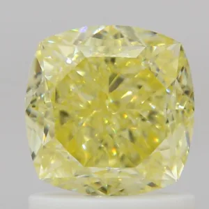 1.5 Carat Cushion Brilliant Fancy Yellow VS2 Natural Diamond