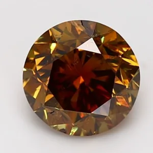 2.68 Carat Round Fancy Deep Orange Brown I1 Natural Diamond