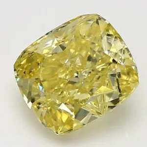 3.01 Carat Cushion Brilliant Fancy Intense Yellow VS2 Natural Diamond