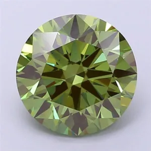 3.01 Carat Round Fancy Vivid Green VS2 Lab Diamond