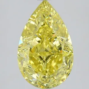 3.02 Carat Pear Fancy Intense Yellow VS1 Natural Diamond