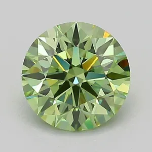 1.06 Carat Round Fancy Vivid Green VVS2 Lab Diamond