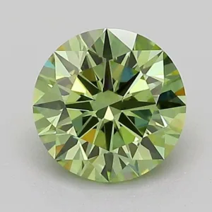 1.08 Carat Round Fancy Vivid Green VVS2 Lab Diamond