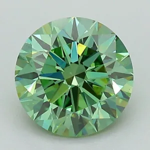 1.5 Carat Round Fancy Vivid Green VS2 Lab Diamond