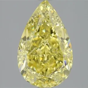 3.06 Carat Pear Fancy Intense Yellow VS1 Natural Diamond