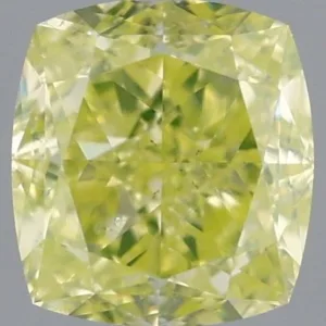 0.56 Carat Cushion Brilliant Fancy Intense Green Yellow SI2 Natural Diamond
