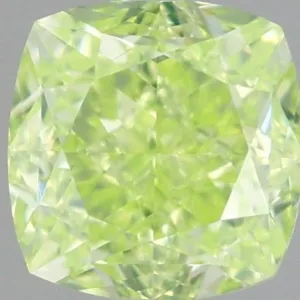 0.7 Carat Cushion Brilliant Fancy Intense Yellow Green VS2 Natural Diamond