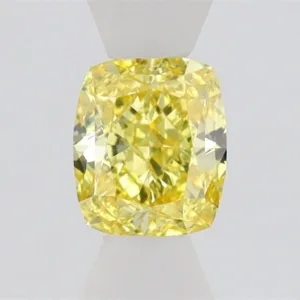 0.71 Carat Cushion Brilliant Fancy Vivid Yellow VS2 Natural Diamond