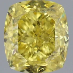 0.8 Carat Cushion Brilliant Fancy Vivid Yellow VS1 Natural Diamond