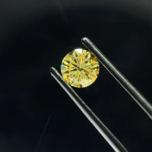0.89 Carat Round Fancy Intense Yellow VVS2 Lab Diamond
