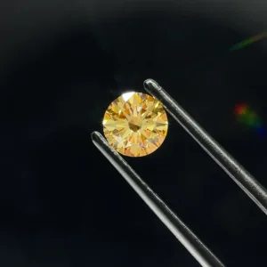 0.89 Carat Round Fancy Yellow VVS2 Lab Diamond