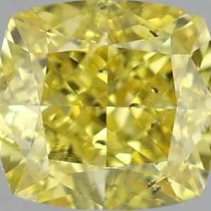 0.9 Carat Cushion Brilliant Fancy Vivid Yellow SI2 Natural Diamond
