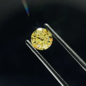 0.9 Carat Round Fancy Intense Yellow VS1 Lab Diamond