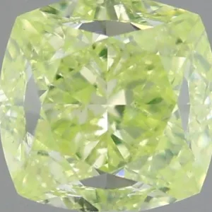 1 Carat Cushion Brilliant Fancy Intense Yellow Green SI1 Natural Diamond