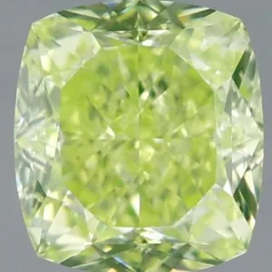 1 Carat Cushion Brilliant Fancy Intense Yellow Green SI1 Natural Diamond