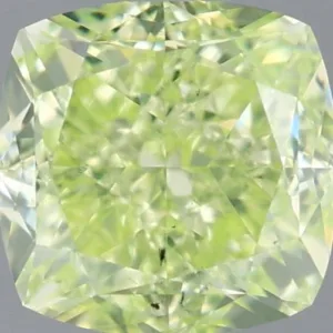 1.01 Carat Cushion Brilliant Fancy Yellow Green SI1 Natural Diamond
