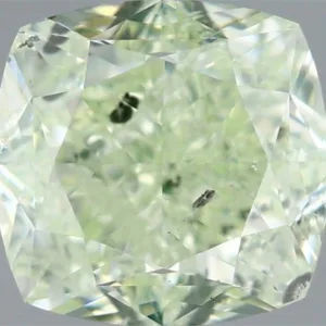 1.5 Carat Cushion Brilliant Fancy Green I1 Natural Diamond