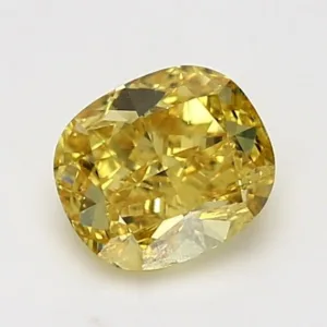 1.52 Carat Cushion Brilliant Fancy Vivid Yellow VS2 Natural Diamond