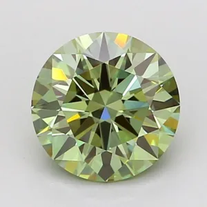 1.53 Carat Round Fancy Vivid Green VVS2 Lab Diamond