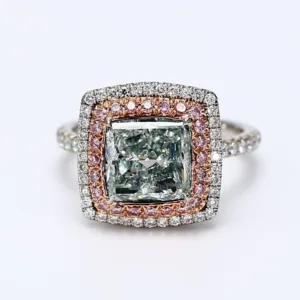 2.37 Carat Cushion Brilliant Light Green SI2 Natural Diamond