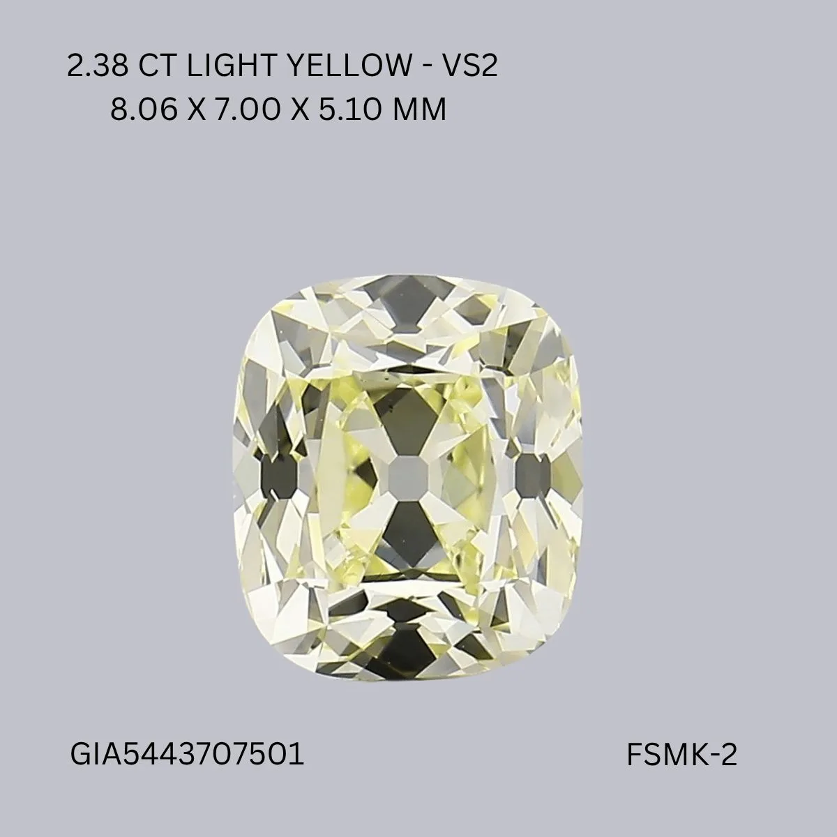 2.38 Carat Cushion Brilliant Fancy Light White VS2 Natural Diamond 1 2.38 Carat Cushion Brilliant Fancy Light White VS2 Natural Diamond