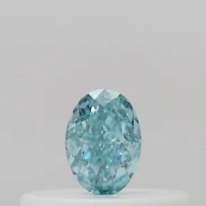 0.14 Carat Oval Fancy Vivid Blue Green Natural Diamond