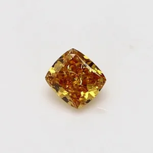 0.28 Carat Cushion Brilliant Fancy Vivid Orange Yellow I1 Natural Diamond
