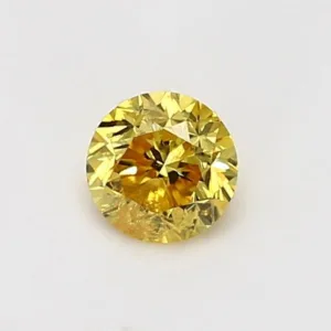 0.53 Carat Round Fancy Vivid Yellow Natural Diamond
