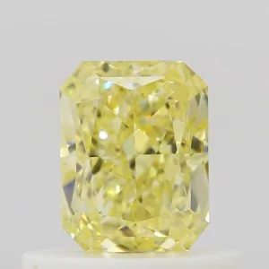 0.58 Carat Radiant Fancy Intense Yellow VVS2 Natural Diamond