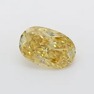 0.59 Carat Oval Fancy Deep Yellow SI2 Natural Diamond