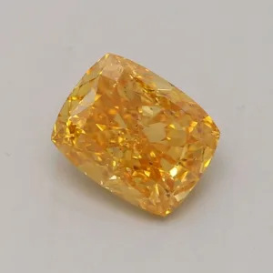 0.7 Carat Cushion Brilliant Fancy Vivid Orange Yellow SI2 Natural Diamond