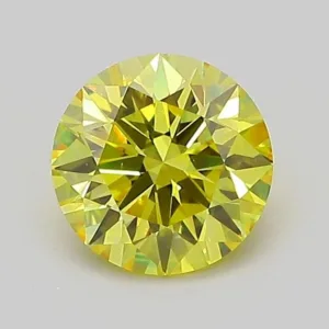 1 Carat Round Fancy Vivid Yellow VVS2 Lab Diamond