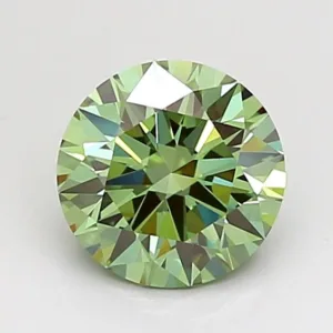 1.02 Carat Round Fancy Vivid Green VVS2 Lab Diamond